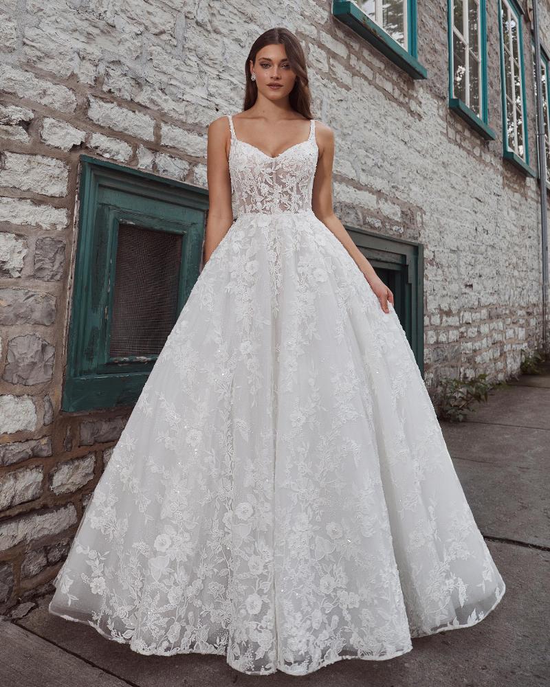 124128 sweetheart or high neck ball gown wedding dress with lace and pockets5